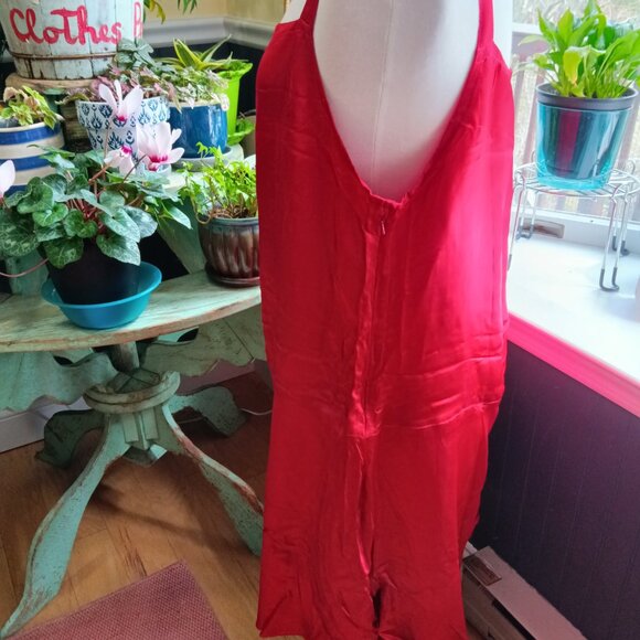 LELUXE Red Satin Retro Flapper Dress Women's Size XL (runs small) NWOT - Picture 2 of 9